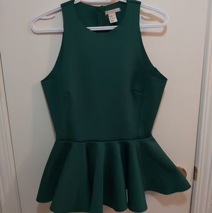H&M Emerald Green Peplum Sleeveless Top